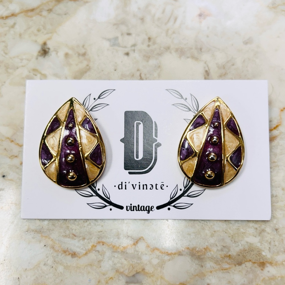 Vintage Gold and Purple Earrings